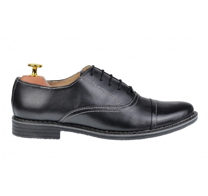 Pantofi barbati casual din piele naturala neagra P32NBOX