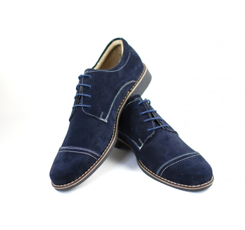 Pantofi barbati eleganti din piele naturala bleumarin - P34BL