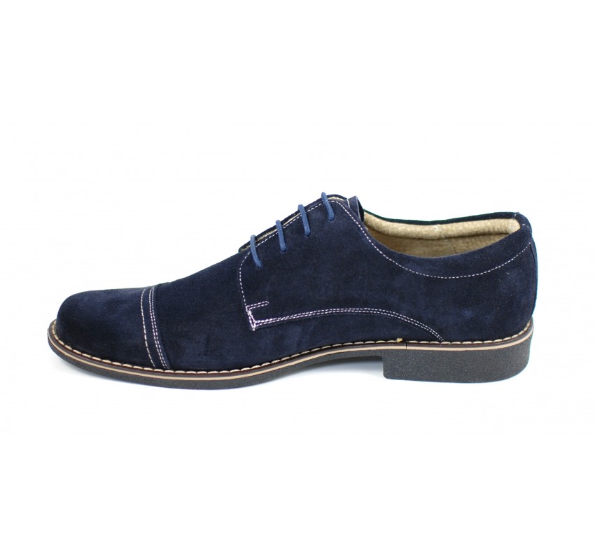 Pantofi barbati eleganti din piele naturala bleumarin - P34BL