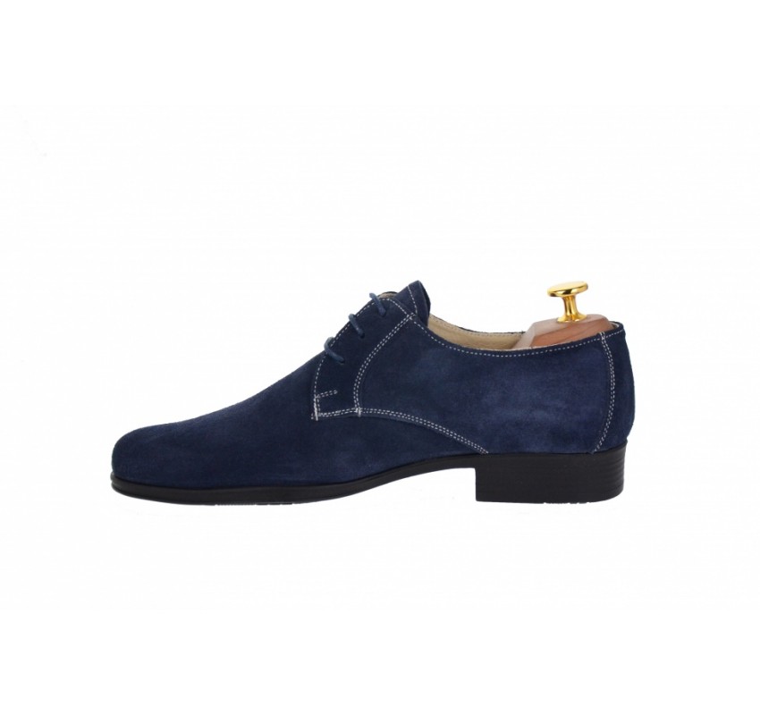 Pantofi barbati eleganti din piele naturala bleumarin P34BLMVEL