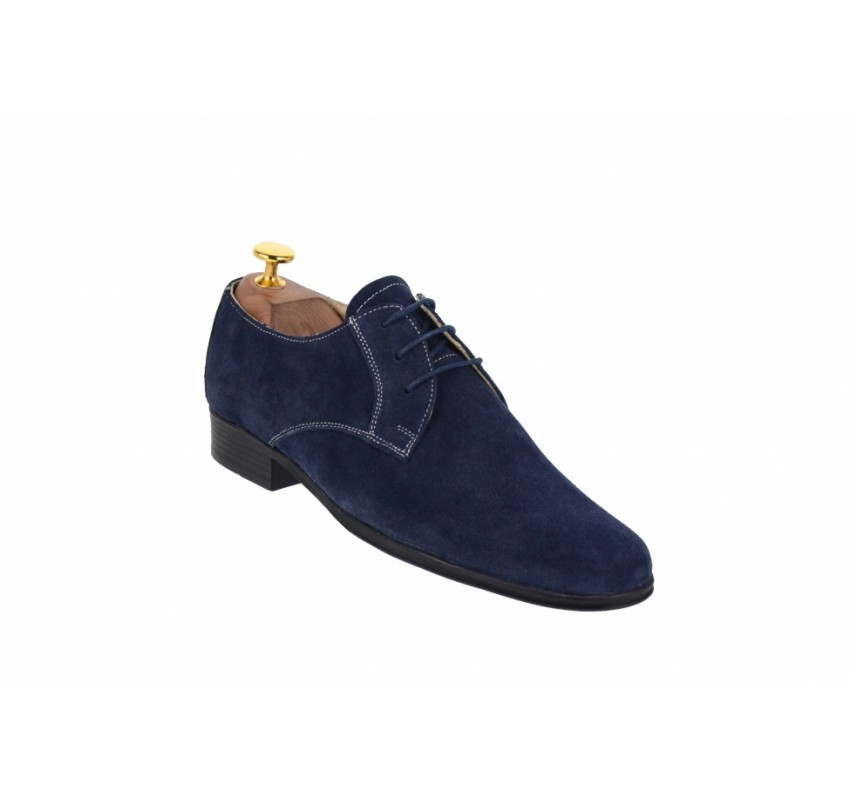 Pantofi barbati eleganti din piele naturala bleumarin P34BLMVEL