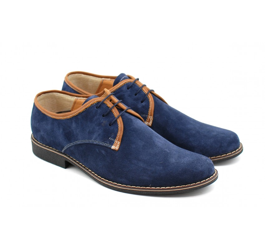 Pantofi barbati casual, din piele naturala, culoare bleumarin P34BLUE