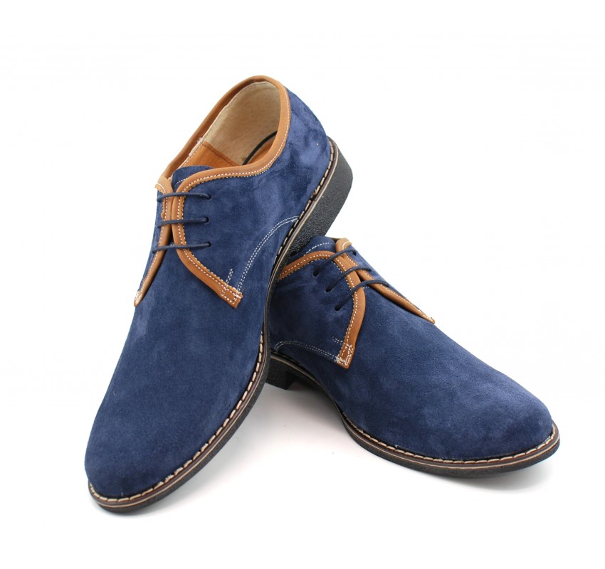 Pantofi barbati casual, din piele naturala, culoare bleumarin P34BLUE