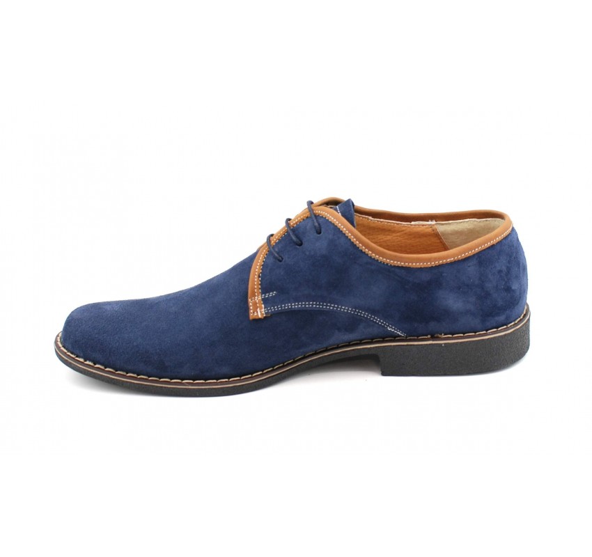 Pantofi barbati casual, din piele naturala, culoare bleumarin P34BLUE