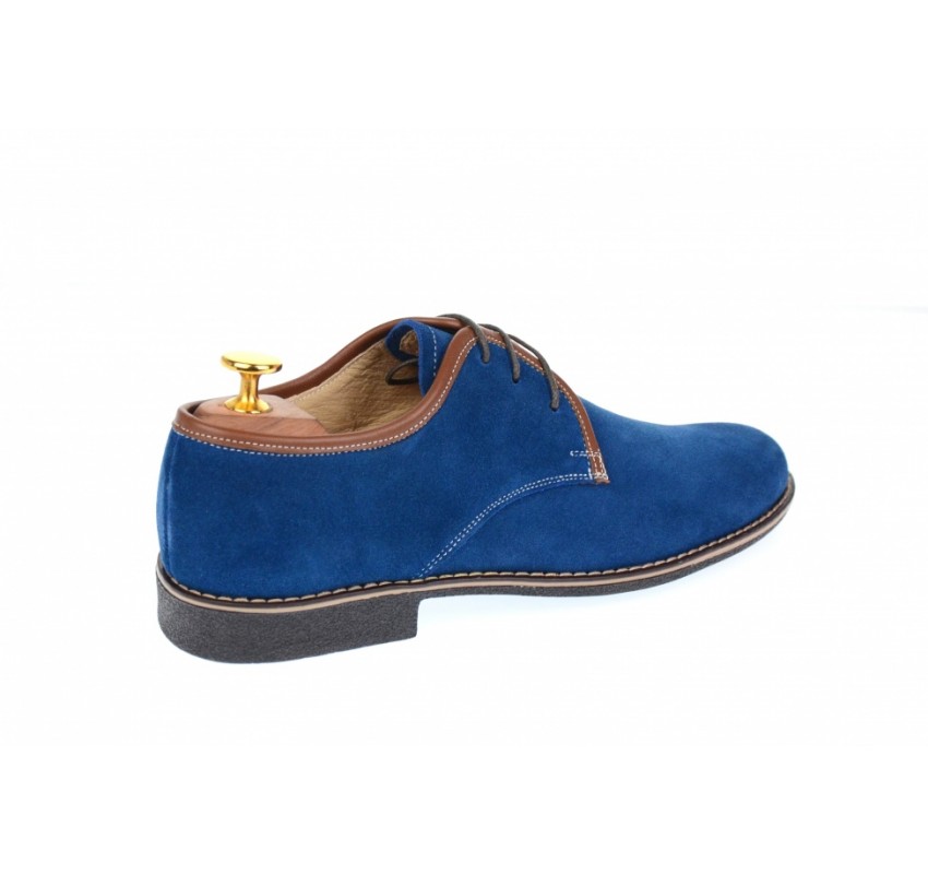 Pantofi barbati casual, eleganti din piele naturala intoarsa, bleumarin P34MBL