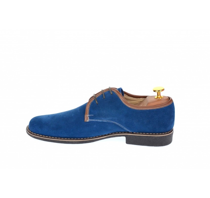 Pantofi barbati casual, eleganti din piele naturala intoarsa, bleumarin P34MBL