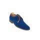 Pantofi barbati casual, eleganti din piele naturala intoarsa, bleumarin P34MBL