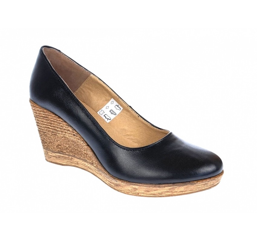 Pantofi dama, casual, din piele naturala box, platforme de 7 cm - MARA P3550N