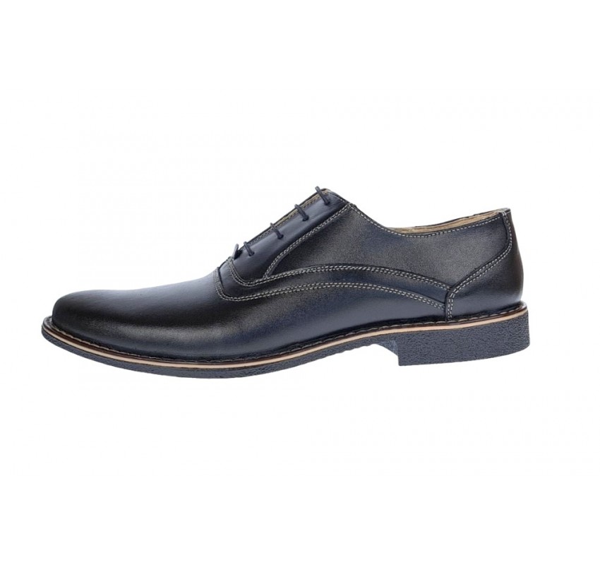 Pantofi barbati casual piele naturala , Negru box - P37NA