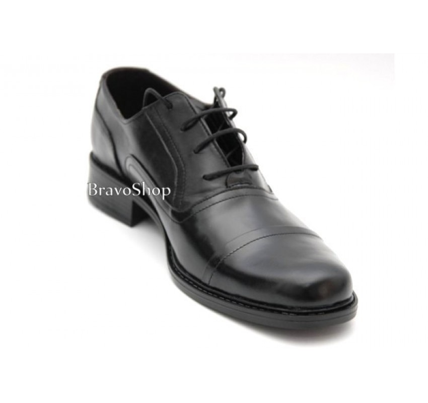 Pantofi barbati eleganti din piele naturala de culoare neagra, P37NS