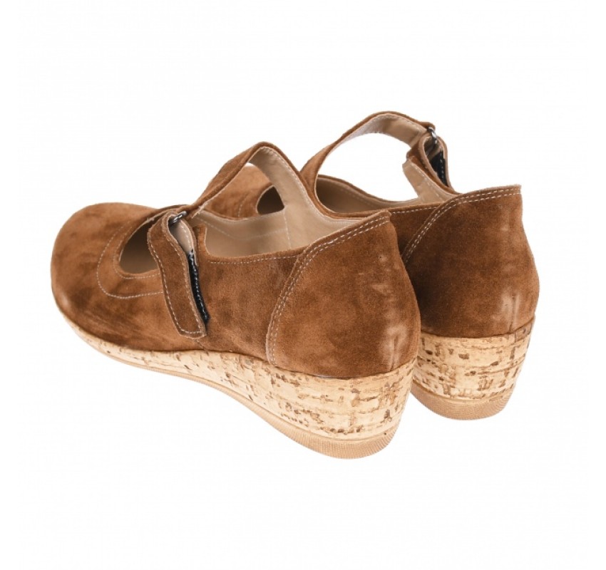 Pantofi dama,  casual, din piele naturala intoarsa, maro - P38MVEL