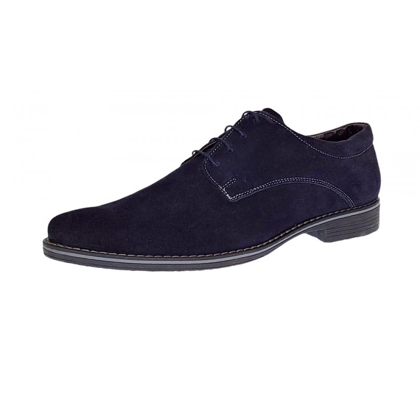 Pantofi barbati casual din piele naturala intoarsa Bleumarin PABLVEL