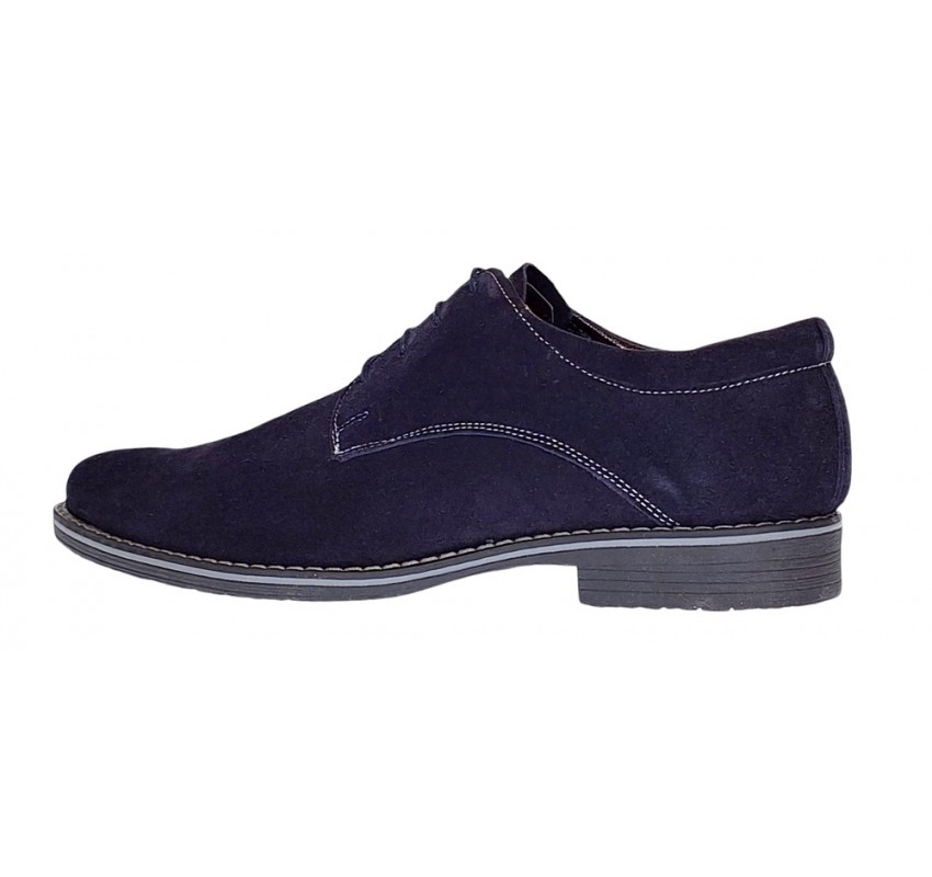 Pantofi barbati casual din piele naturala intoarsa Bleumarin PABLVEL