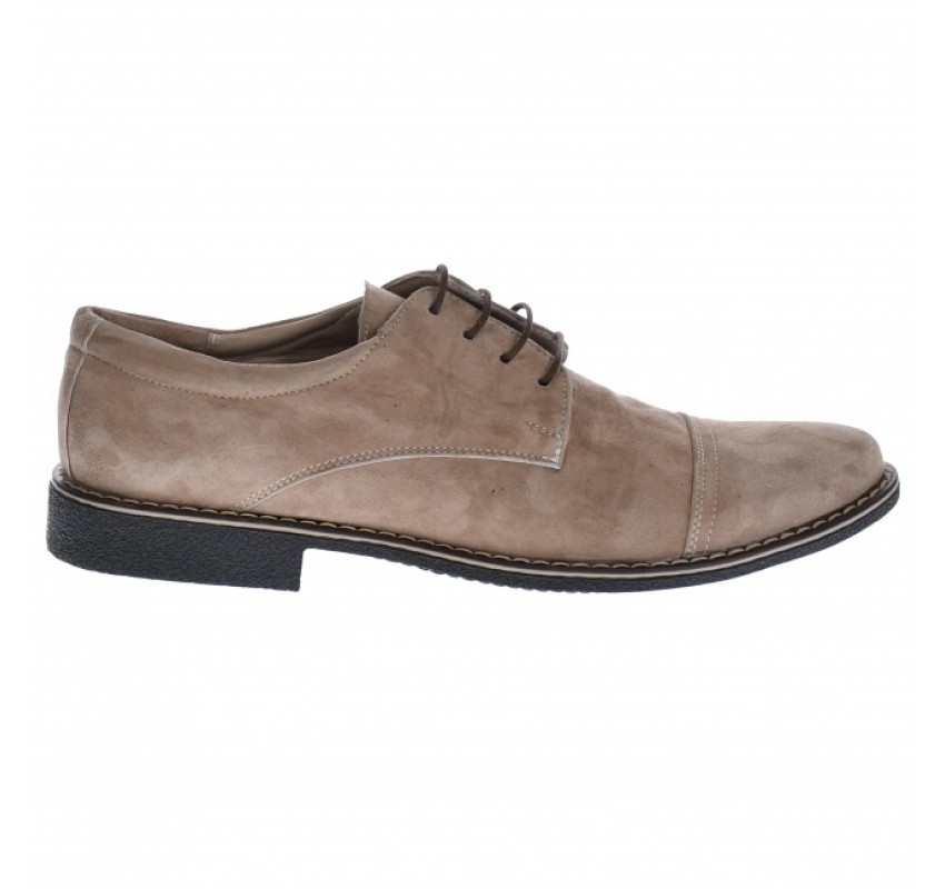 Pantofi barbati casual - eleganti din piele naturala intoarsa, bej - PAVELBEJ2