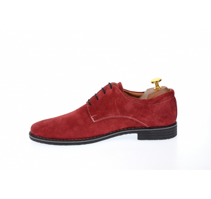 Pantofi barbati casual din piele naturala intoarsa, culoare bordo PAVELV