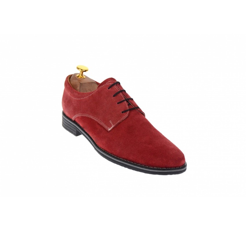 Pantofi barbati casual din piele naturala intoarsa, culoare bordo PAVELV