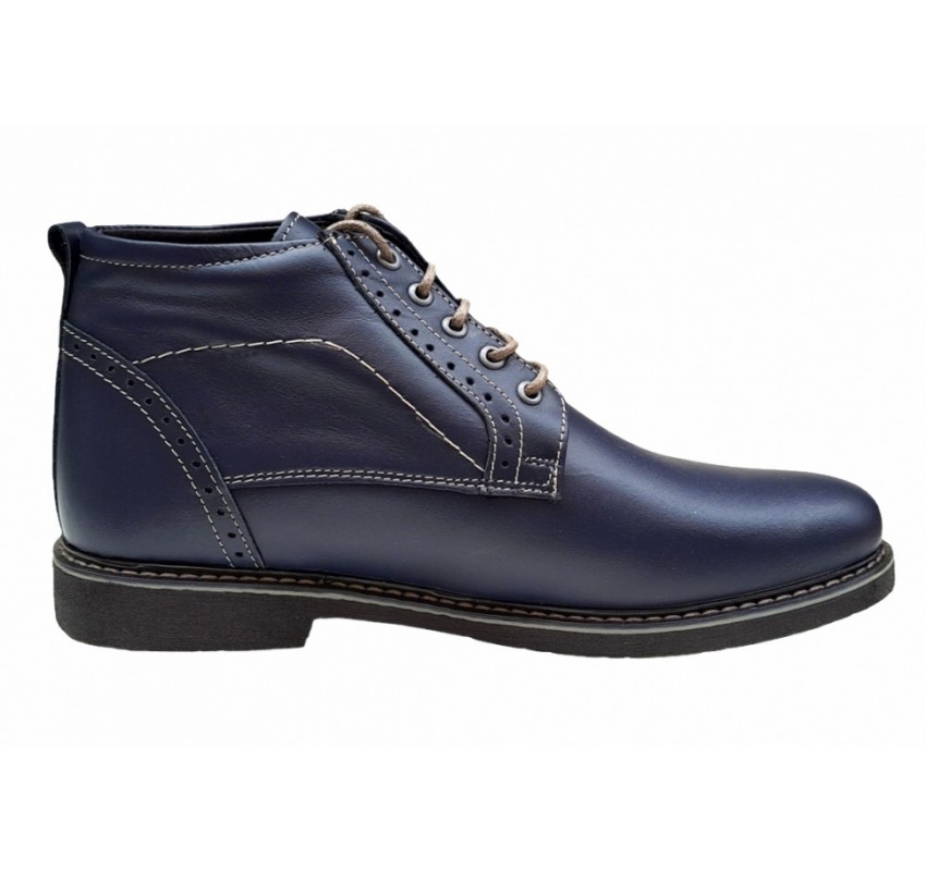 Oferta marimea 42-Produs resigilat, probat-  Ghete casual barbati, din piele naturala (imblanite)  TOMAS, Bleumarin, RGKR20BLM