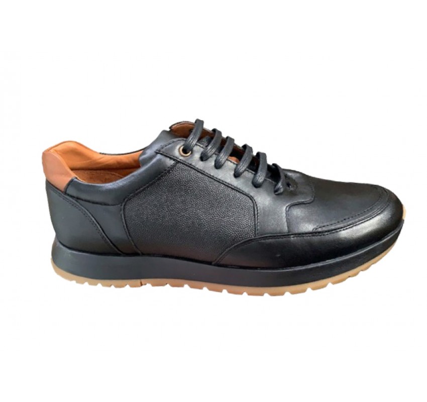 Oferta pantofi barbati sport casual din piele naturala Negru SIR119N