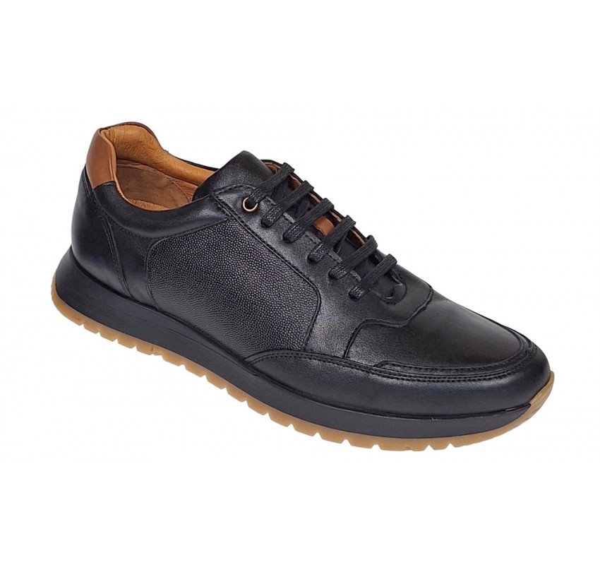 Oferta pantofi barbati sport casual din piele naturala Negru SIR119N