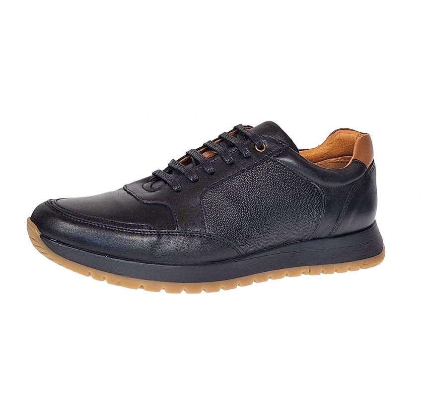 Oferta pantofi barbati sport casual din piele naturala Negru SIR119N