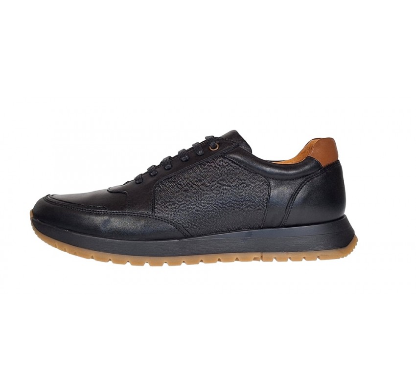 Oferta pantofi barbati sport casual din piele naturala Negru SIR119N