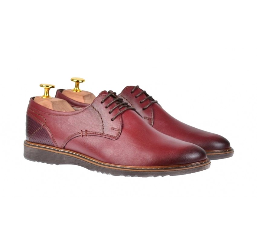 Pantofi barbati casual din piele naturala bordo - SIR135VIS