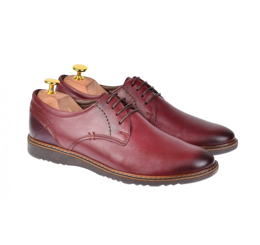 Pantofi barbati casual din piele naturala bordo - SIR135VIS