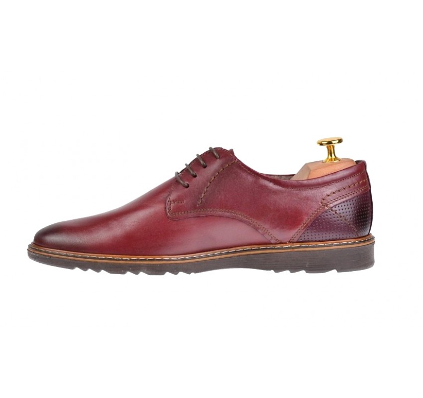 Pantofi barbati casual din piele naturala bordo - SIR135VIS