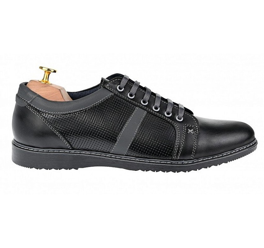 Pantofi barbati, casual, sport, din piele naturala, negru - TENMARIONEGRU