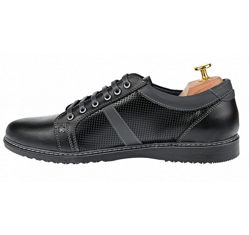 Pantofi barbati, casual, sport, din piele naturala, negru - TENMARIONEGRU