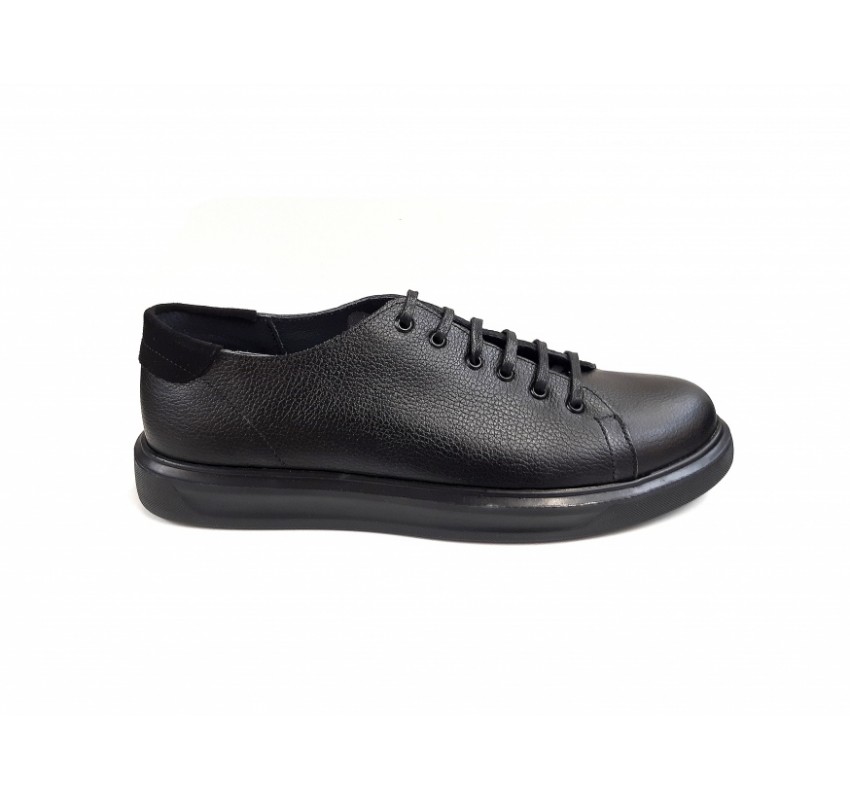 Pantofi barbati sport din piele naturala, Negru - CIUCALETI SHOES