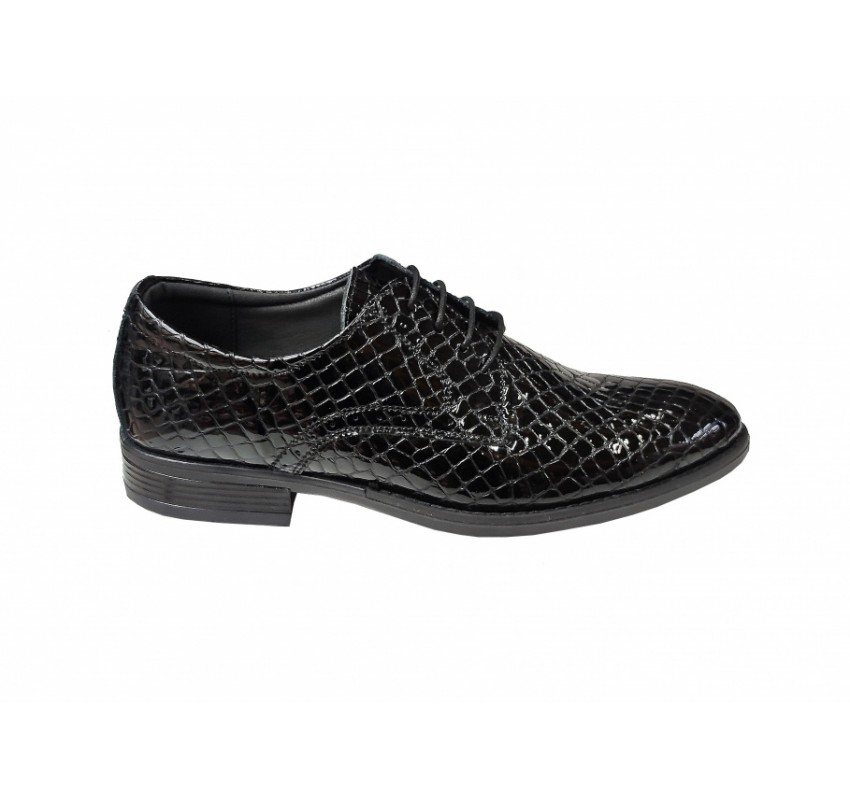 Pantofi barbati eleganti, din piele naturala, Negru, CROCO, CIUCALETI SHOES