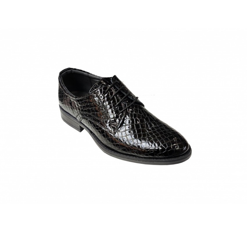 Pantofi barbati eleganti, din piele naturala, Negru, CROCO, CIUCALETI SHOES