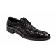 Pantofi barbati office, eleganti din piele naturala, Croco, Negru, LAC, TEST61NC