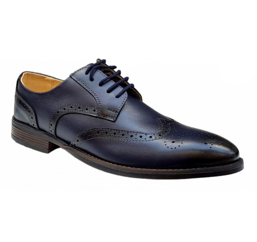 Pantofi barbati office, eleganti din piele naturala, Bleu Navy, TEST68BL