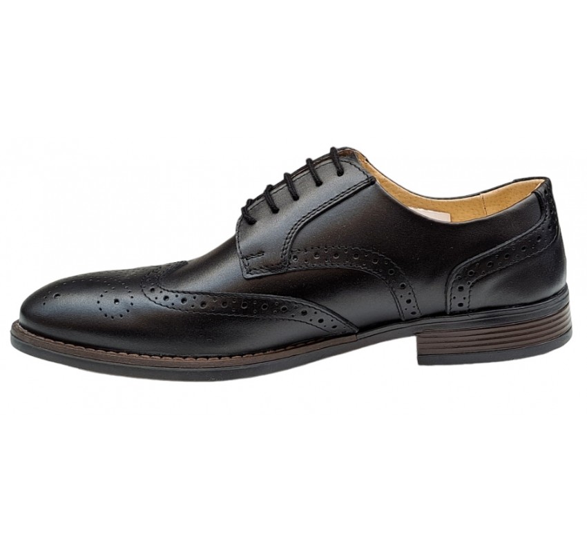 Pantofi barbati office, eleganti din piele naturala, Negru, TEST68N