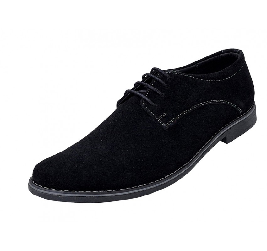 Pantofi barbati, casual, din piele naturala intoarsa, negru, VELN