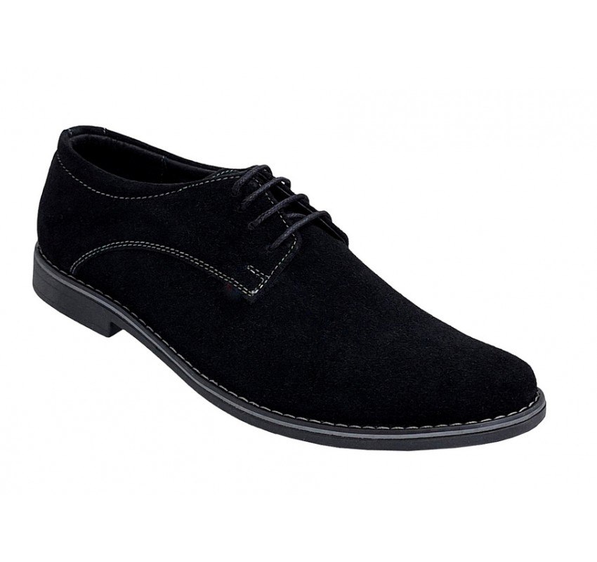 Pantofi barbati, casual, din piele naturala intoarsa, negru, VELN