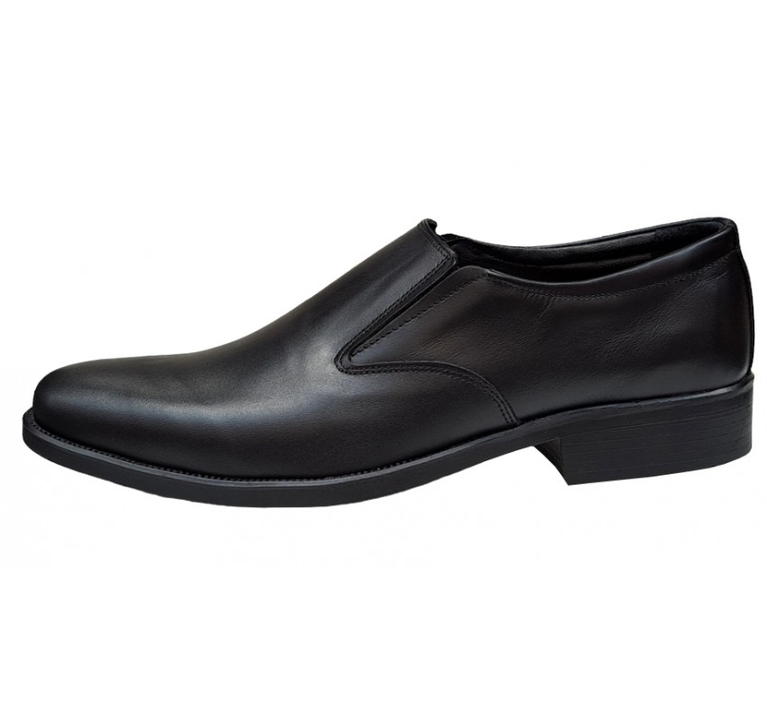 Oferta marimea 40- Pantofi barbati, eleganti, din piele naturala, cu elastic, Negru, lADY3NEL