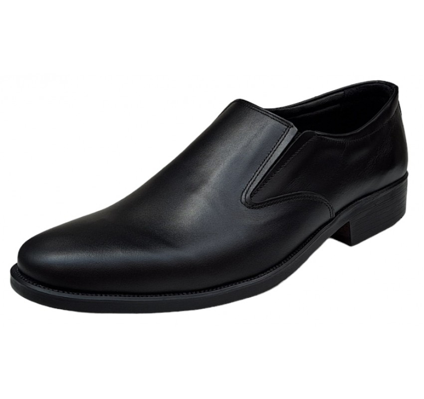 Oferta marimea 40- Pantofi barbati, eleganti, din piele naturala, cu elastic, Negru, lADY3NEL