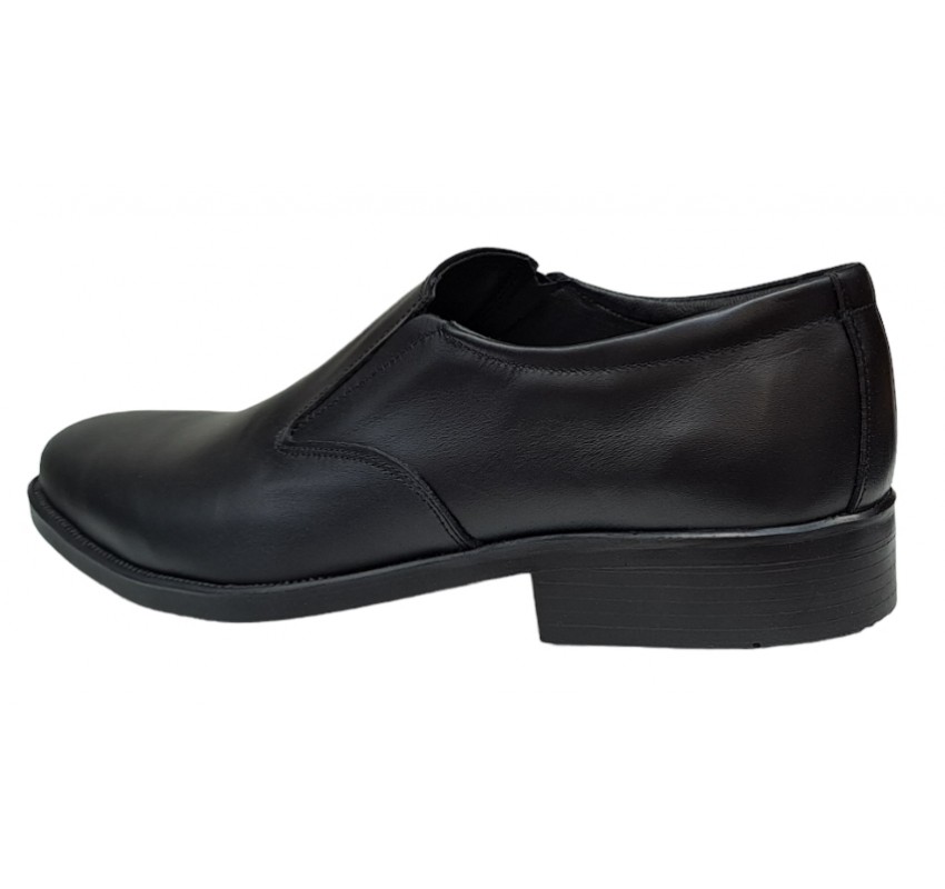 Oferta marimea 40- Pantofi barbati, eleganti, din piele naturala, cu elastic, Negru, lADY3NEL